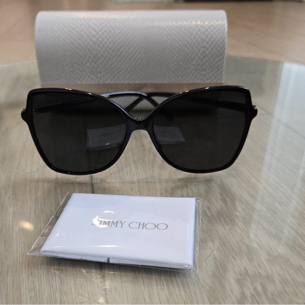 JIMMY CHOO FEDE/S 807IR BLACK GOLD SPARKLE AUTHENTIC SUNGLASSES WITH CLUTCH CASE
